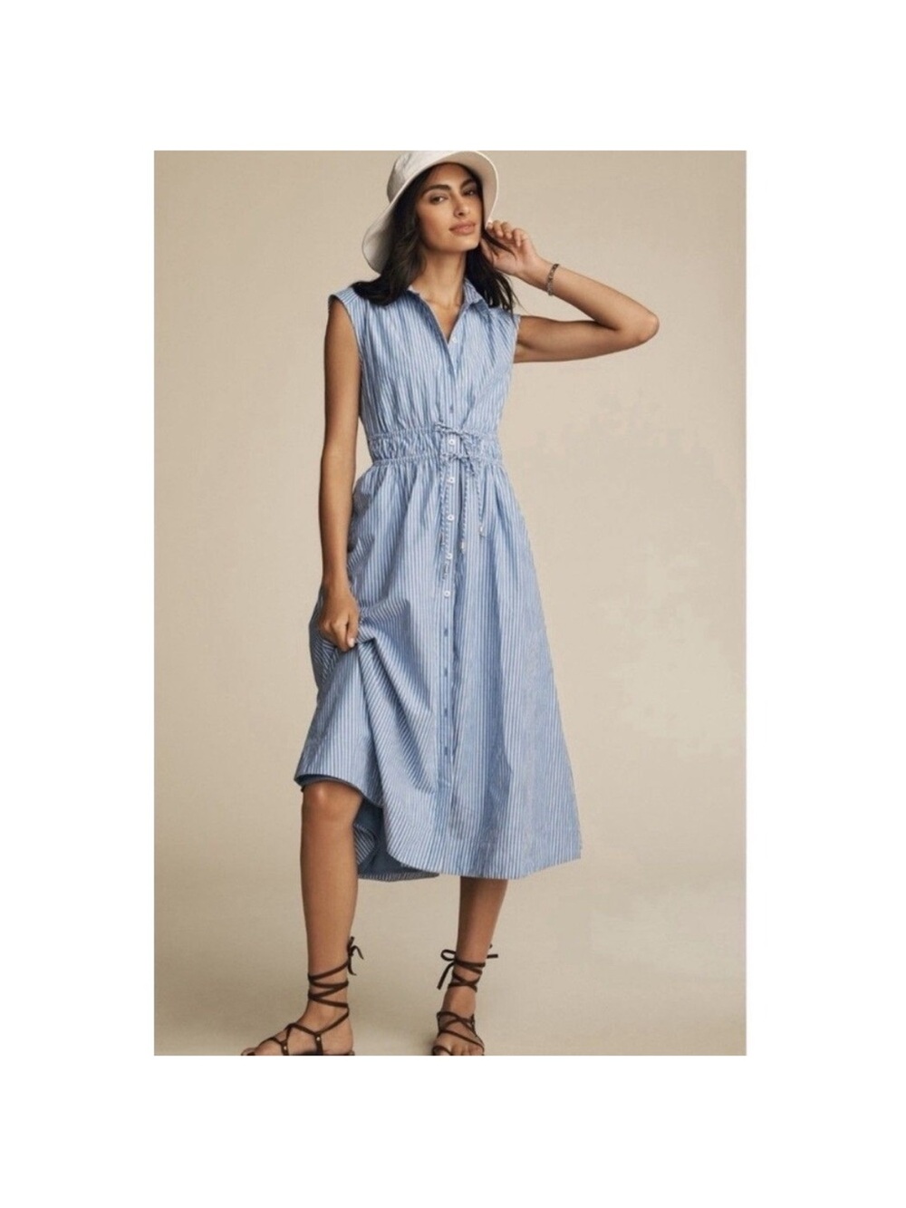 NWOT Anthropologie Maeve Sleeveless Buttondown Stripe Shirt Dress - Small